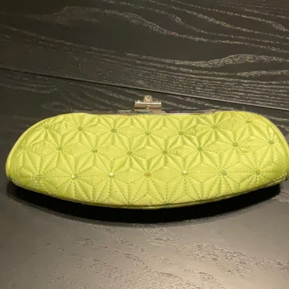 Kate Landry Like NEW Green Sequined Clutch with Rhinestone Clasp.